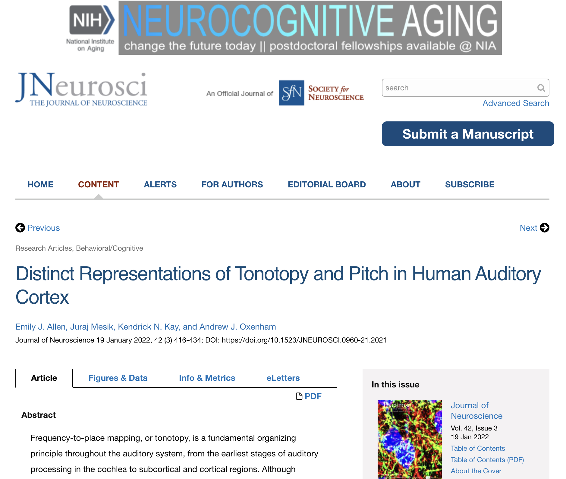 Neurocognitive Aging Article